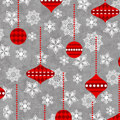Holiday Frost - Ornaments - red on gray