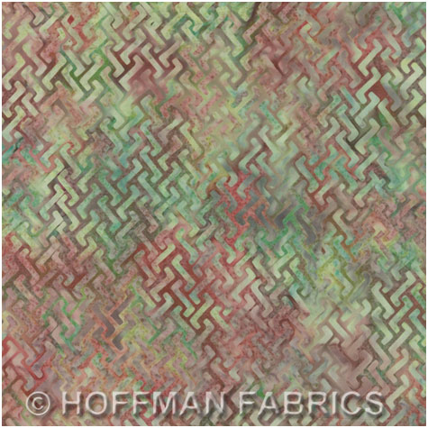 Hoffman Bali Handpaints - ZigZag - old pink/green