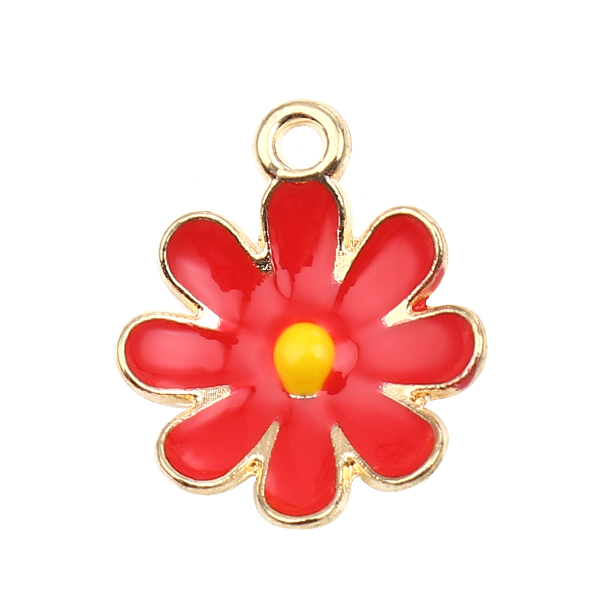 Charms "Blume" - rot-gold