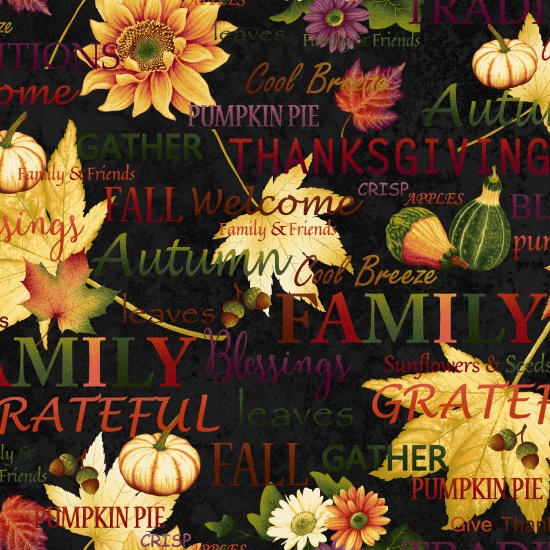 Autumn Album - Thanksgiving Word - black