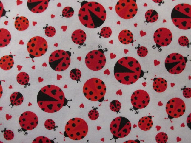 Cuddle Print Flanell - Ladybug - white-red