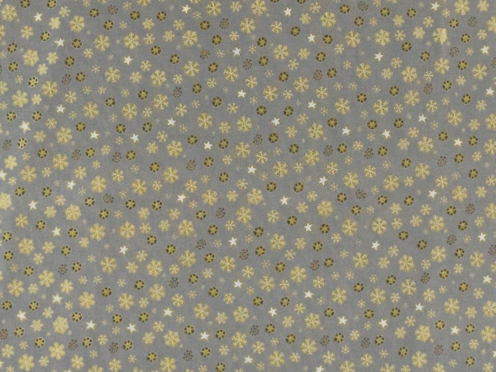 Snowflakes with Gold - gray