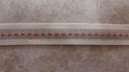 Mehrfarbiges Ripsband mit Steppstich 12mm - creme