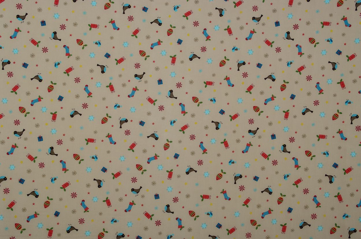 Birds, Socks, Snowflakes ... Christmas - cream - 100cm