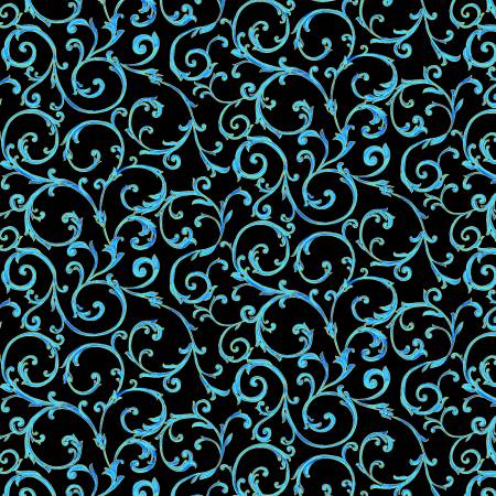 Peacock - Swirl - black-blue-gold
