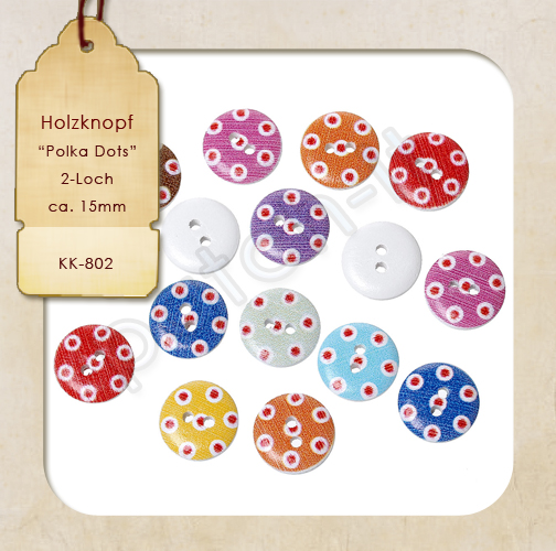 Holzknopf "Polka Dots" - verschiedene Farben