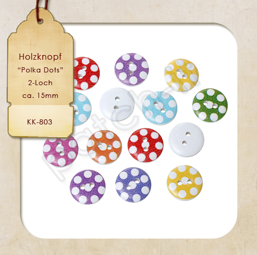 Holzknopf "Polka Dots" - verschiedene Farben