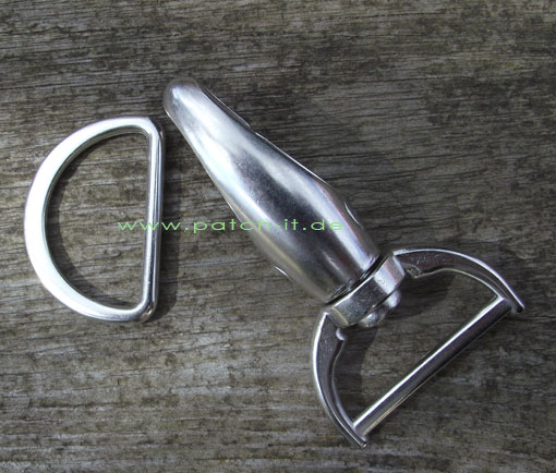 Karabiner mit D-Ring - 30mm - silber