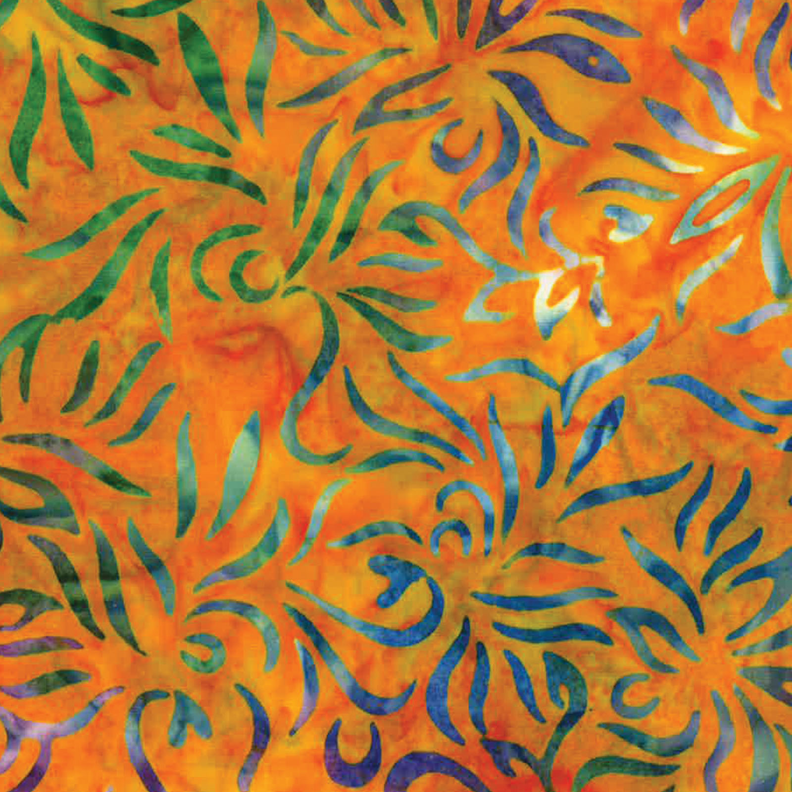 Bali Tropical Escape - Outline Floral - orange multi