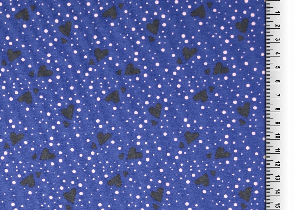 Baumwolljersey - Hearts and Dots - blue