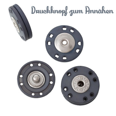 Druckknopf zum Annähen - grau - 22mm