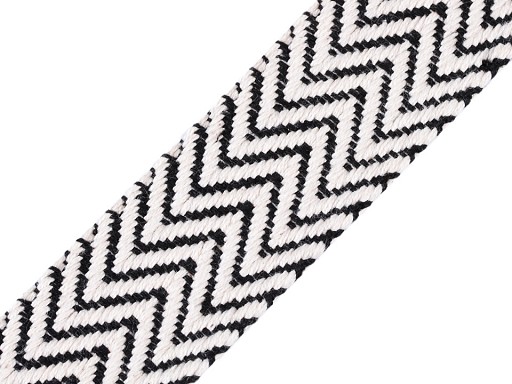 Gurtband 38mm - ZickZack - natur-schwarz