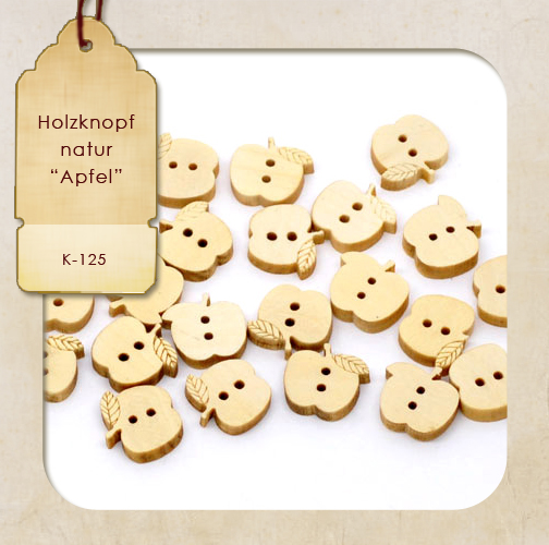 Apfel - Holzknopf 16mm