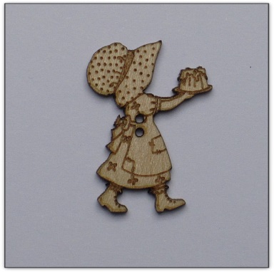 Sunbonnet mit Kuchen - Holzknopf