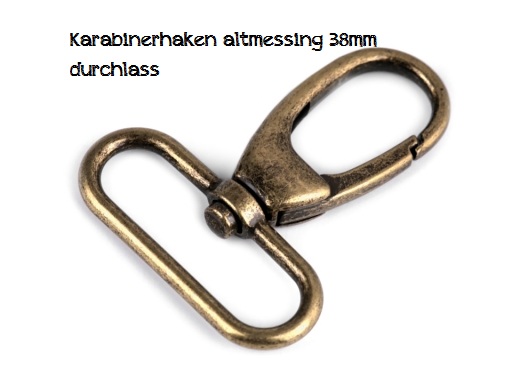 Karabiner - 38mm - altmessing