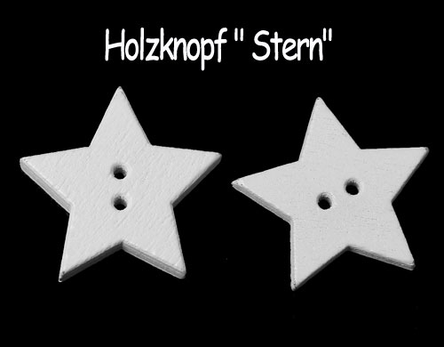 Stern weiss - Holzknopf - 23mm