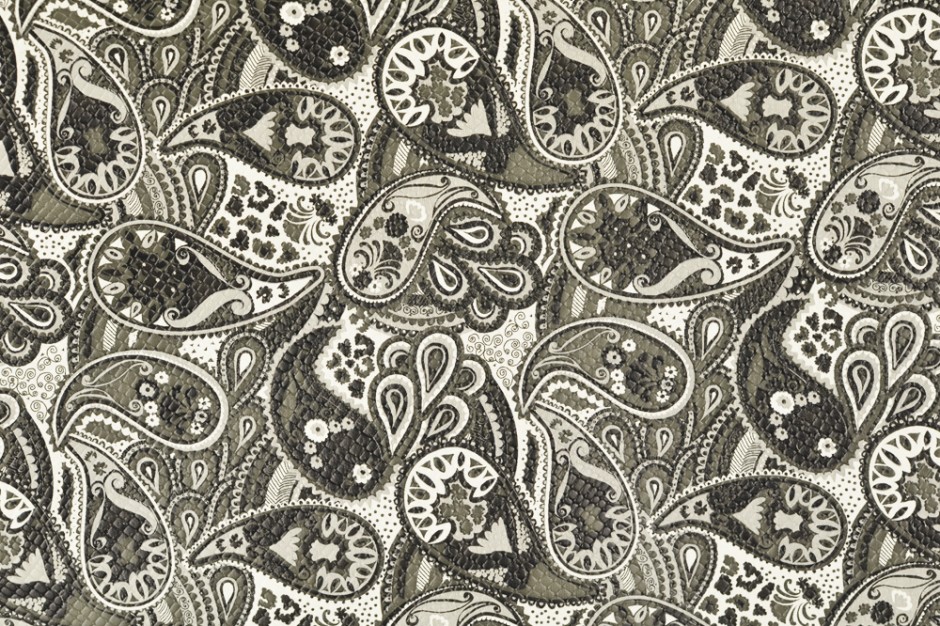 Kunstleder Paisley - black