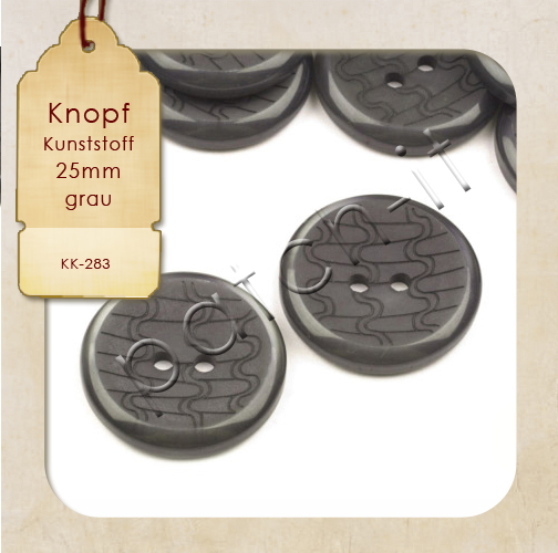 Kunststoff Knopf -  25mm - grau