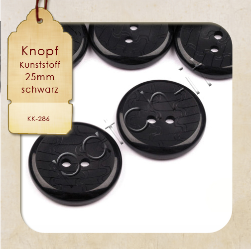 Kunststoff Knopf -  25mm - schwarz