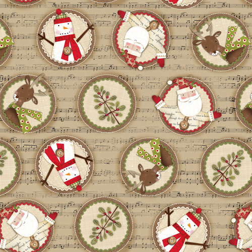 Holiday Stitches - Music Patches - beige