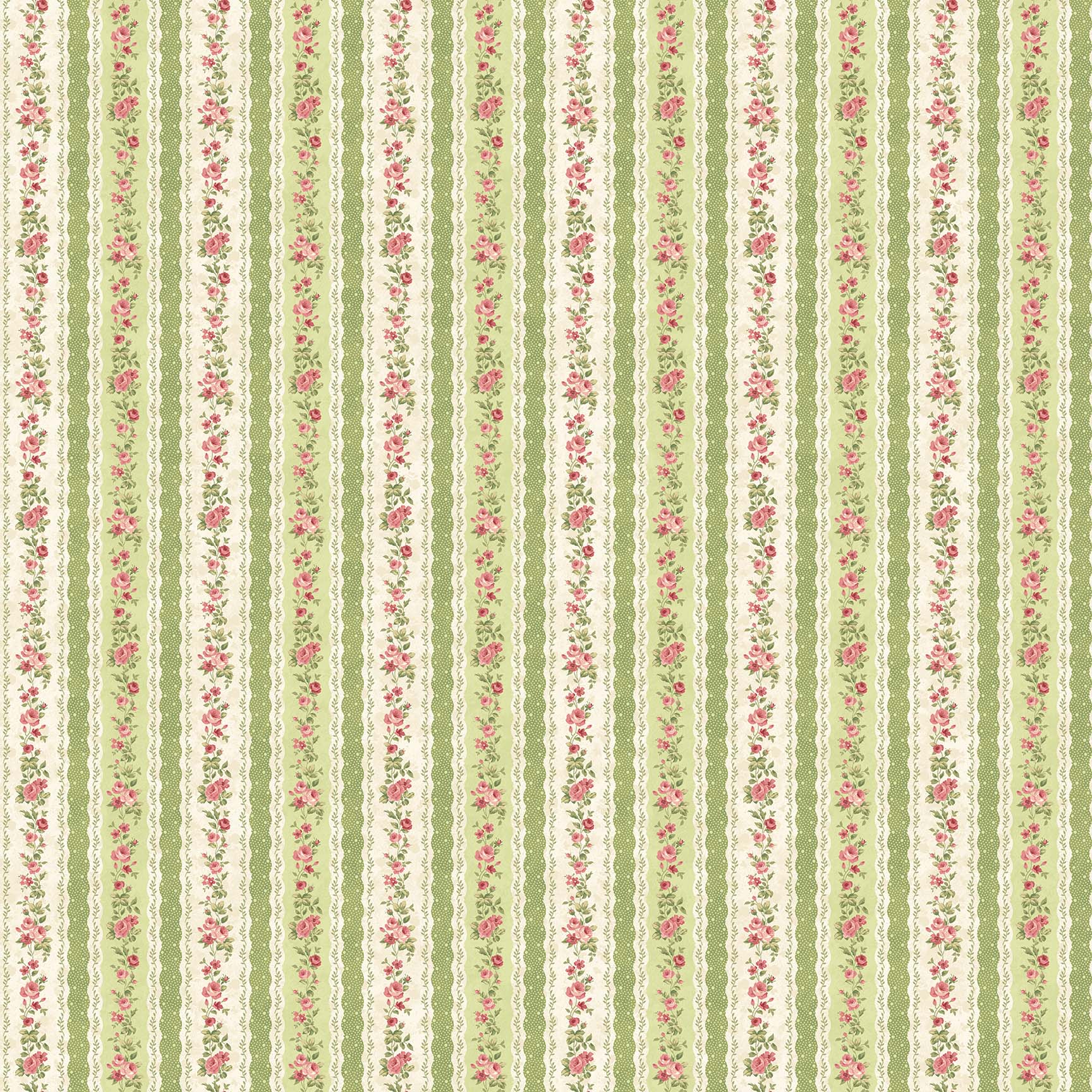 Vintage Rose - Stripes - green