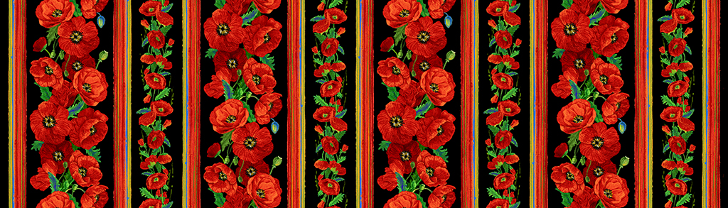 Poppy Floral Stripe - black