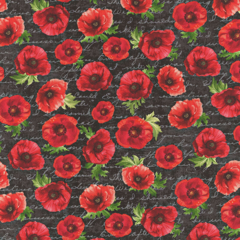 POPPIES ON SCRIPT - black