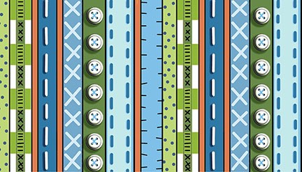 Patchwork Farms - Button Stripe - blue