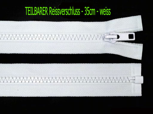 TEILBARER Reissverschluss - 35cm - weiss