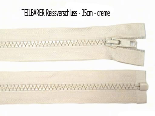 TEILBARER Reissverschluss - 35cm - creme