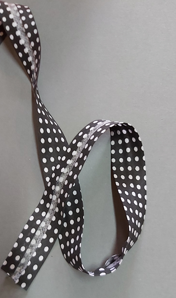 Schrägband 20 mm - Punkte - schwarz-weiss