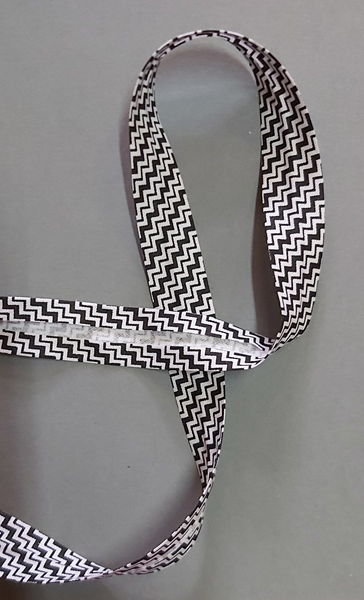 Schrägband 20 mm - ZickZack - schwarz-weiss