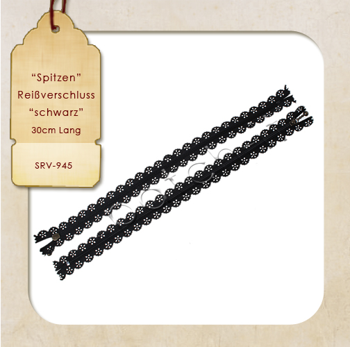 Spitzen - Lace - Reissverschluss 30cm - schwarz