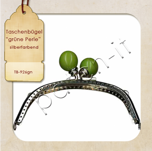 Taschenbügel 13cm mit grüner Perle