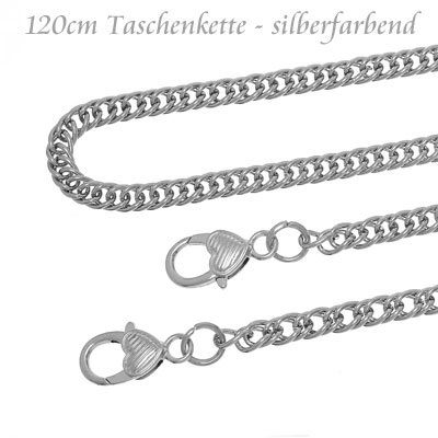 Taschenkette 120cm silberfarbend