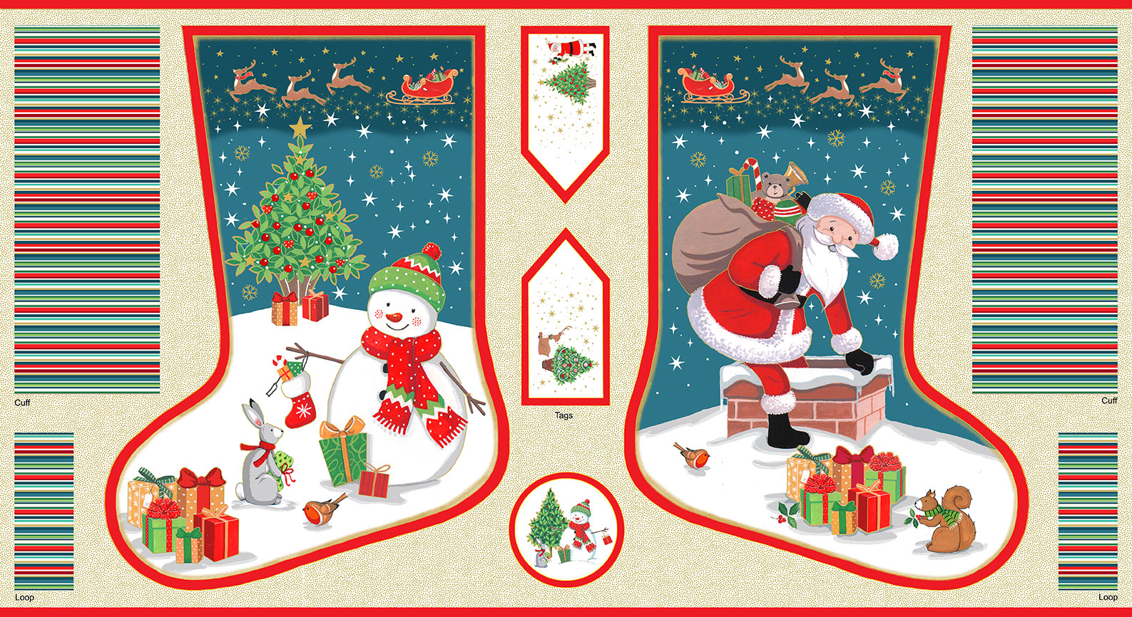 Merry Christmas - Large Stocking Panel