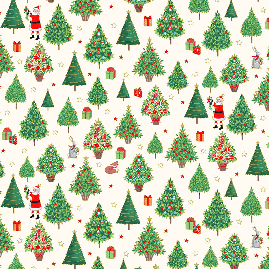 Merry Christmas - Trees - cream