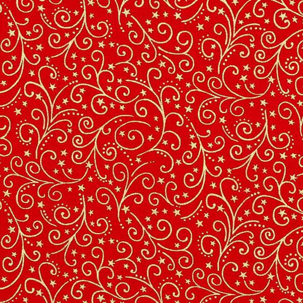 Christmas - Metallic Scroll - red