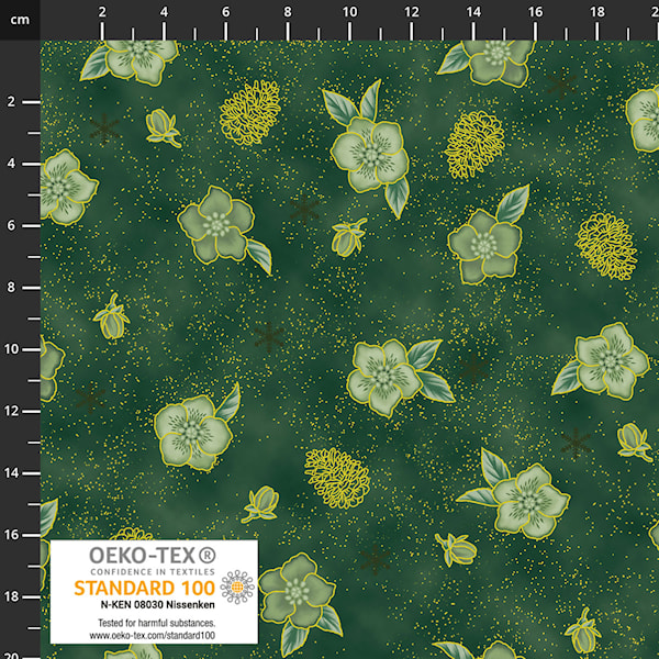 Christmas Stars - Christmas Rose - green-gold