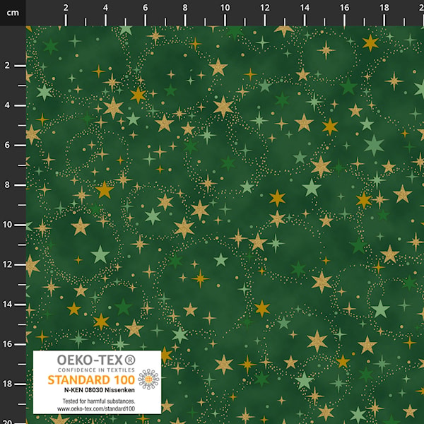 Christmas Time - Stars - green gold