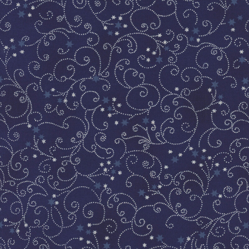 Snow Crystals - Scroll - blue silver
