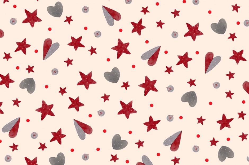 Christmas Stars and Hearts - cream