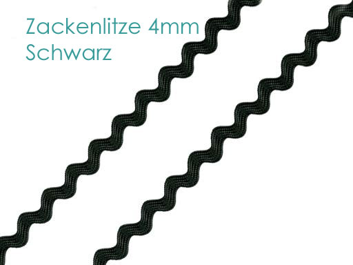 Zackenlitze 4mm - schwarz